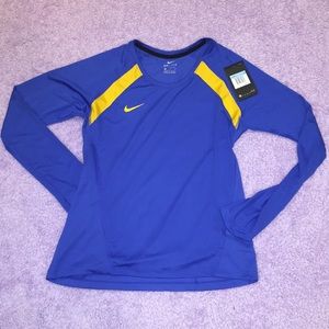Blue And gold Nike drifit long sleeve shirt